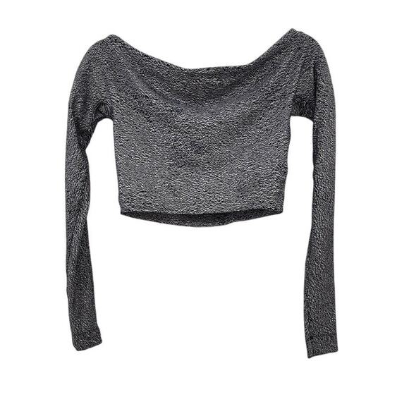 Lululemon The Lab Scoop Neck Long Sleeve Crop Top Black White Est Large - Picture 1 of 5